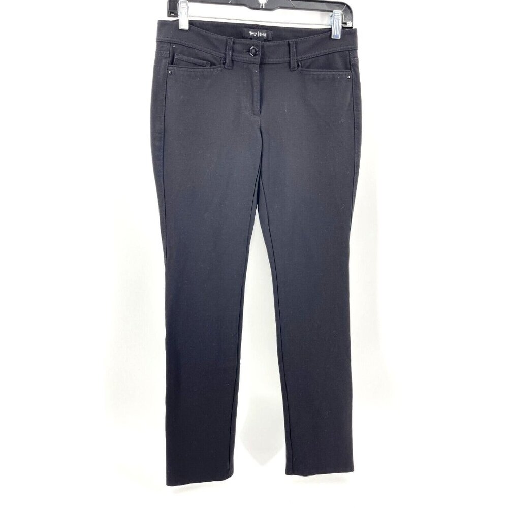 White House Black Market Slim Leg Black Stretch Pants Back Leg Seams Size 2R